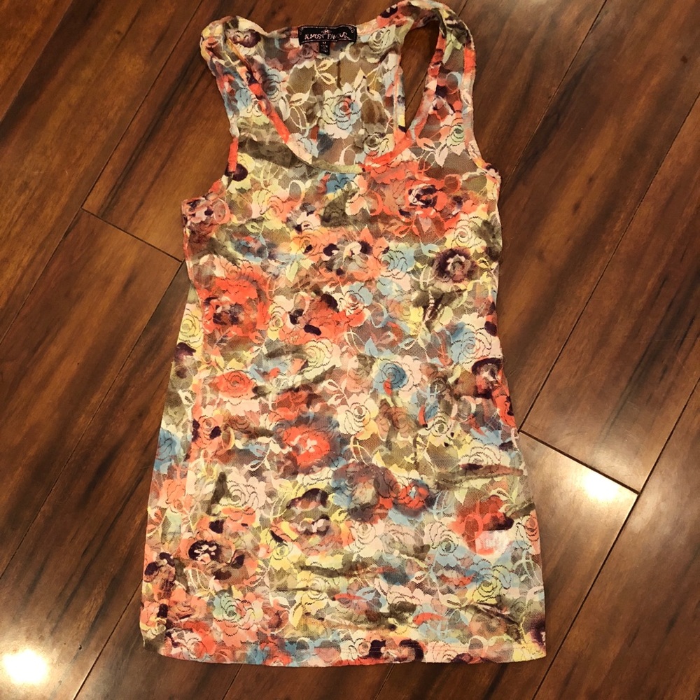 Floral mesh tank size medium